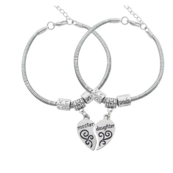 Mother Daughter Bracelet Set, Silver Tone, Family - Picture 4 of 4